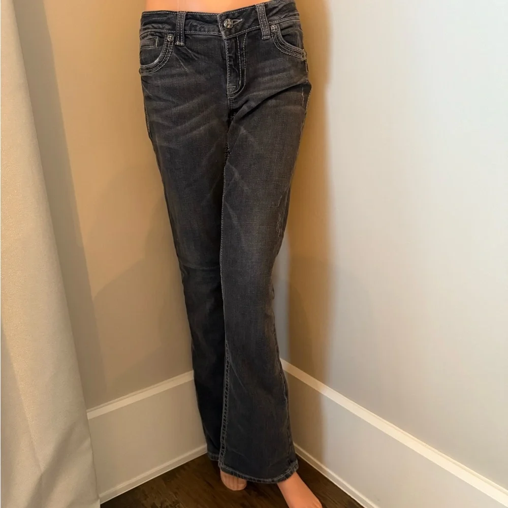 Miss Me Embellished Classic Dark Grey/Black Women's Jeans - Picture 2 of 13